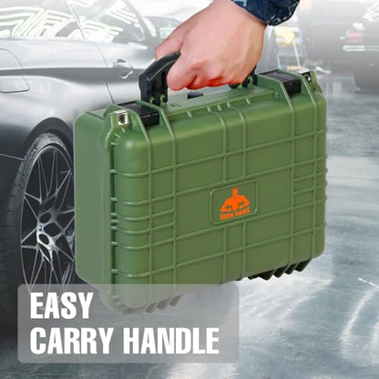 Jack Boss Waterproof Hard Camera Case with Foam,16x12.8x6.8 Inch,Green - color: GREEN, size: 16x12.8x6.8 in