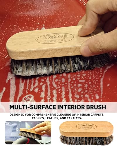 PRO Car Interior Cleaning Kit (9-Piece) - Deep Clean Tools for Leather, Dashboard & Upholstery | Boar Bristle Brush, Dual-Sided Scrub Sponge, Microfiber Towels, Polish Scrub Mitt, Detailing Brushes