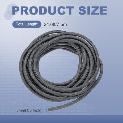 MECCANIXITY Split Sleeve Wire Loom 1/8" 25Ft Grey Self Wrapping Braided Sleeve UL94-V2 Fireproof PET Sleeving for Automotive, Home Cable Management - color: Grey, size: 1/8" x 25Ft