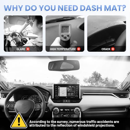 Sunsdrew Black Dash Cover for 2019-2025 Toyota Rav4 Dashboard Cover Mat - size: 19+RAV4 Dash Cover