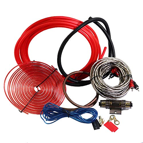4 Gauge 1000W CCA Complete Amplifier Wiring Kit - with Power/Ground Wire, RCA Cables, Speaker Wire, Capacitor & Distro Block | for High-Power Subwoofer and Multi-Channel Stereo System Install - size: 4 Gauge