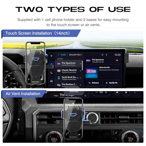 Sunsdrew Car Phone Holder for 2024 2025 Toyota Tacoma Accessories ONLY for 14-inch Screen Tacoma Phone Mount 360° Rotation Tacoma Cell Phone Holder Hands-Free Ultra Stable - size: For Tacoma