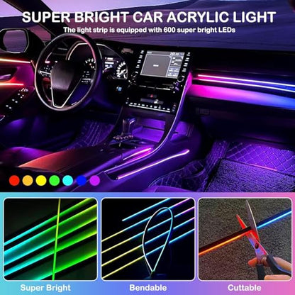 Acrylic Car Interior LED Lights, 6-in-1 Fiber Optic Ambient Lighting Kit - size: Car Ambient Lighting Kit (6 in 1)