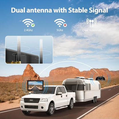 ZEROXCLUB Wireless RV Backup Camera System with 10.1-Inch DVR Monitor, 1 Rear Sharkfin, IP69K Waterproof, IR Night Vision, Adjustable Parkinglines, Compatible with Furrion Pre-Wired RVs - BY5 - size: 10.1"-1 Cam