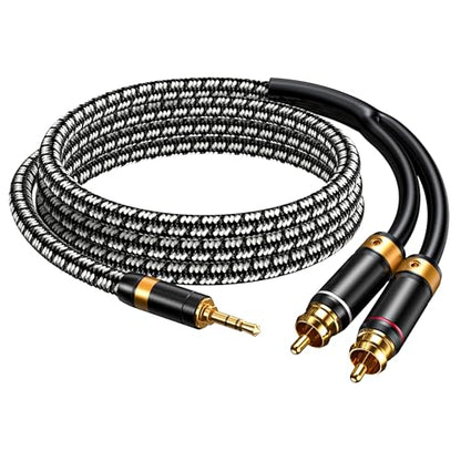 Audiophile RCA Cable, [3M/9.8 Feet, Silvered-Plated Copper core] 3.5mm Male to 2RCA Male Stereo Audio Adapter Cable with Outer diameters 6.5mm for Smartphones, Tablets, Speakers, HDTV - size: 9.8 Feet (3M), style: Straight 3.5mm to 2 RCA