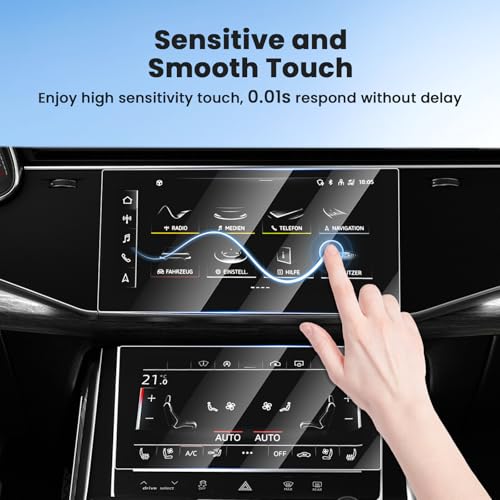 Canvcle 2PCS Screen Protector for 2019-2025 2026 Audi Q7 Q8 10.1 Inch Upper and 8.6 Inch Lower Touch Screen, Tempered Glass Navigation Display Screen Cover Infotainment Protective Film - size: 2019-Present Audi Q7 Q8 10.1 Inch + 8.6 Inch