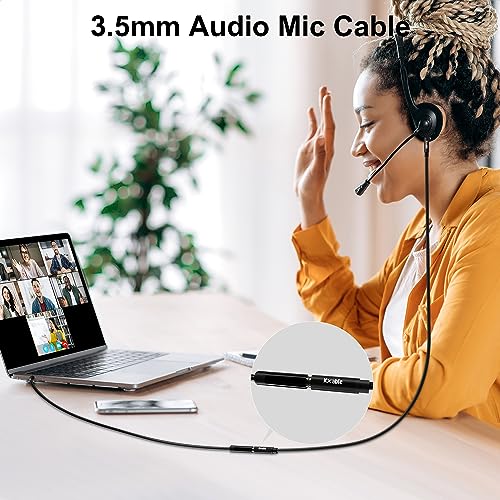 Kxable 3.5mm Headphone Extension Cable 25FT, 4 Pole TRRS 1/8 inch Male to Female Stereo Audio Cord, Nylon Braided, Microphone Compatible, for Headphone, iPad, Smartphone, Media Players, Tablet- Slim - size: 25FT