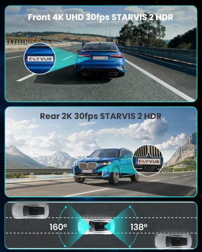 V78 Dash Cam Front and Rear 4K+2K, STARVIS 2 + STARVIS 2 Sensors, Super Night Vision HDR Car Dash Camera, 5.8G WiFi Download Speed Up to 30MB/s, 64G Card Included, Wireless Small Driving Recorder