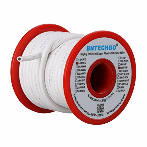 BNTECHGO 14 Gauge Silicone Wire White 40ft Stranded Tinned Copper Wire - color: White, size: silicone wire 40ft