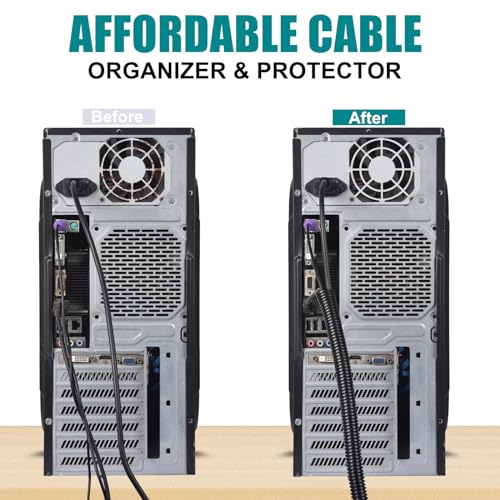 1/2 Inch Wire Loom Split Tubing - 10 ft Cord Protector Electric Wires Covers, Automotive Wire Flexible Conduit, Plastic Wire Cover with Cable Zip Tie - size: 1/2"-10ft