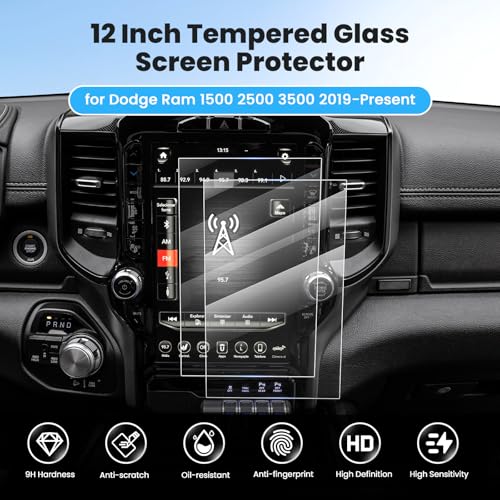 Canvcle 2PCS Screen Protector for 2019-2025 2026 Dodge Ram 1500 2500 3500 Accessories, 12 Inch Navigation Screen Tempered Glass Touchscreen Protector Navigation Screen Cover Protective Film - size: 2019-Present Dodge Ram 1500 2500 3500 12 Inch