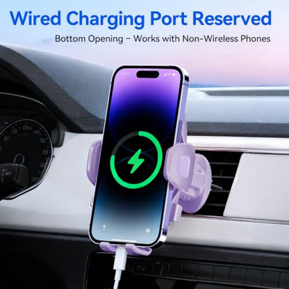 Car Vent Phone Holder [Thick Cases Friendly] Rotatable Universal Phone Mount for Car with Metal Hook & Wide Clamp, Purple Car Phone Holder Mount Compatible with iPhone 17 Pro Max 15 14 13 Samsung S25 - color: Lavender