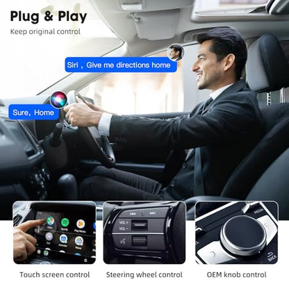 Wireless CarPlay Adapter for iPhone 2025 Upgrade, Mini Size, Convert Wired to Wireless, Plug & Play, Zero Latency, USB A & C Compatible, Works with 2015+ Cars & iPhone 6+