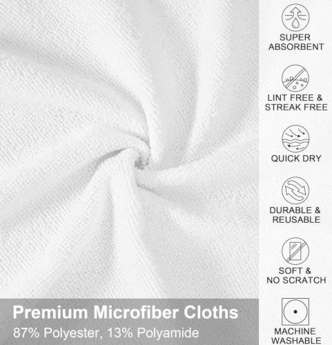 UPSTAR Microfiber Cleaning Cloth, Reusable Paper Towels Rolls, 50 Packs 12x12 inch Cleaning Rags for Washing Dishes, Kitchen, Bathroom, Car, White - color: White