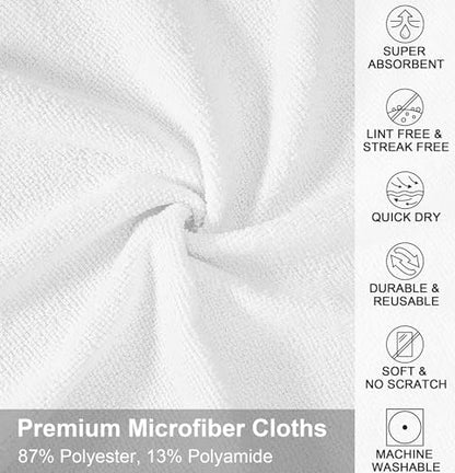 UPSTAR Microfiber Cleaning Cloth, Reusable Paper Towels Rolls, 50 Packs 12x12 inch Cleaning Rags for Washing Dishes, Kitchen, Bathroom, Car, White - color: White