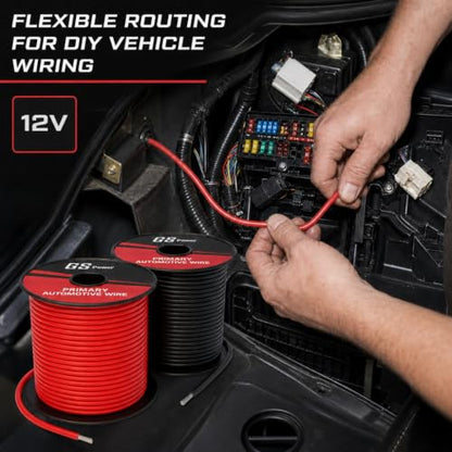 GS Power 10 Gauge Wire Automotive - 100ft CCA Primary 2 Spools - size: 10 Gauge-50 ft-Non-Bonded