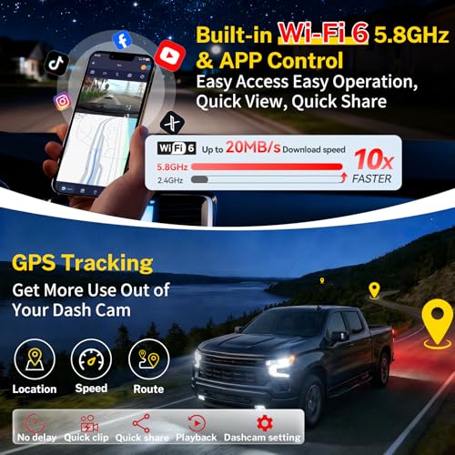 4K Dash Cam fit for Chevy Silverado 1500 2022-2026 2500 HD/3500 HD 2024-2026,WT RST LTZ Custom Trail Boss High Country ZR2(Model C),OEM Dash Camera,2160P Video HDR,5.8G WiFi&APP,GPS