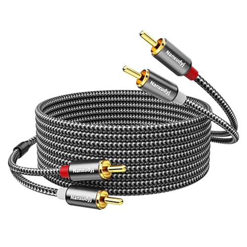 2RCA Cable 6ft,2RCA to 2RCA Audio Stereo Cable,Male to MaleRCA Cord Gold Plated Nylon-Braided Dual Shielded Auxiliary Car Audio Subwoofer Adapter Cord for Home Theater Amplifier Hi-Fi System