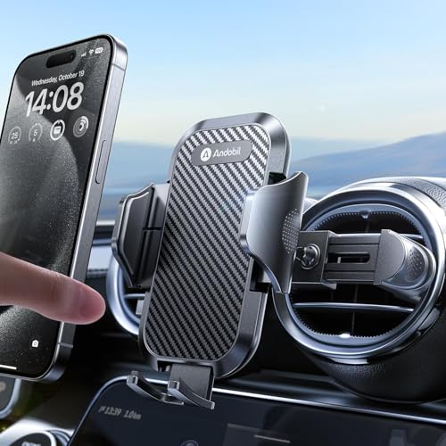 andobil Universal Car Phone Holder [Round Vent Friendly] Phone Mount for Car Circle Vent, Sturdy Clip 360° Rotation Cell Phone Car Holder Mount for Ford Mercedes Benz Toyota BMW fit iPhone Samsung - color: Black