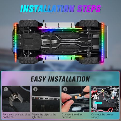 Nilight 4PCS Aluminum Dream Color LED Underglow Strip Lights APP & Remote - color: 4Pcs Aluminum Underglow Strip Lights Dream Color
