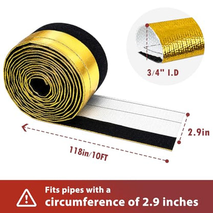 Wire Heat Shield Wrap for Car Hose Lines, 3/4" I.D. x 10FT, Gold - color: Gold, size: 3/4" I.D. x 10FT