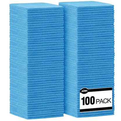 AIDEA Microfiber Cleaning Cloth Blue-100PK, Shop Towels, 12"×12" - color: Blue