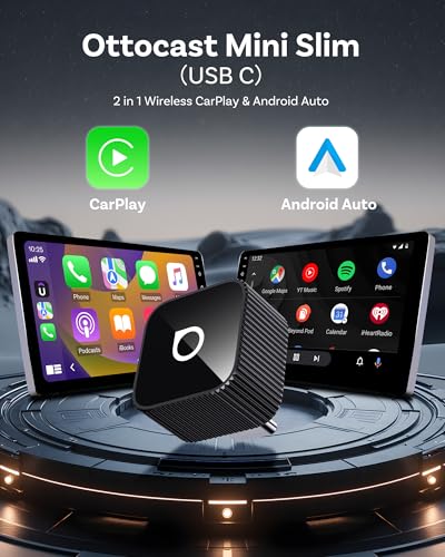 OTTOCAST Mini Cube 3.0 USB C Wireless CarPlay & Android Auto Adapter 2026– Plug & Play, Fast Auto-Reconnect (Black) - color: Black, size: USB C