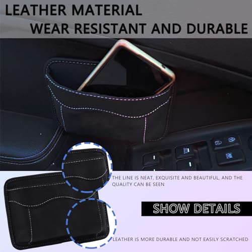 Black Car Seat Side Pocket Organizer - Change Holder, Pouch, Leather Cell Phone Sunglasses Holder, Seat Gap Filler Accessories Organizer
