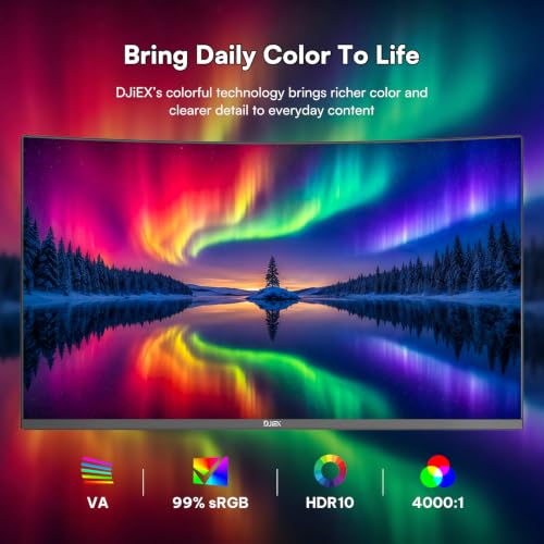 27 Inch Curved Monitor, FHD 1080P 100Hz Computer Display | 1800R VA Screen, 4000:1 Contrast, 99% sRGB, HDR10, FreeSync, HDMI, DisplayPort, VESA 100x100mm Monitor for Office, Study, Home PC - size: 27 inch
