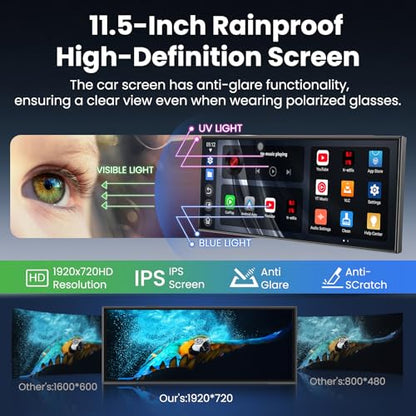 11.5 inch CarPlay Screen for Car, Built-in N-etflix/YouTube and Other apps