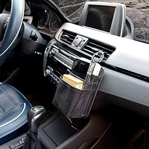 LUFOX Air Vent Car Pocket Caddy Organizer Holder with Charging Port for Phone,Cell Phone,Pencil,Charger (Black) - color: Black