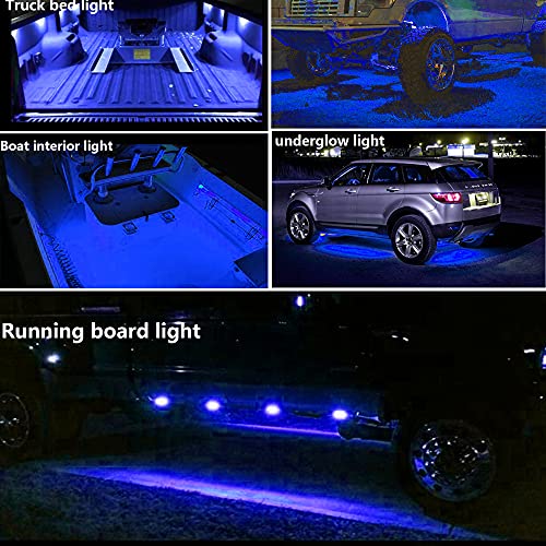8PCS Blue Led Truck Bed Lights Kit,Pickup Bed Lighting Kit,Rock Light with w/Switch,IP68 Waterproof for Car Underglow,Cargo Bed,Foot Wells,Side Marker,Rail Light,Rear Work Box Lighting Kit