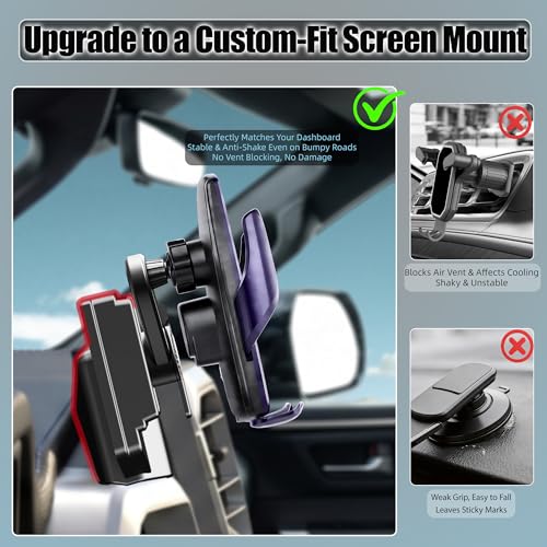Car Phone Mount for 2022-2026 Toyota Tundra & 2023-2026 Toyota Sequoia, Smart Auto-Clamping on 14" Touchscreen, 15W Wireless Fast Charging, 360° Adjustable, Without Blocking Airflow - size: for Toyota Tundra | 2022-2026