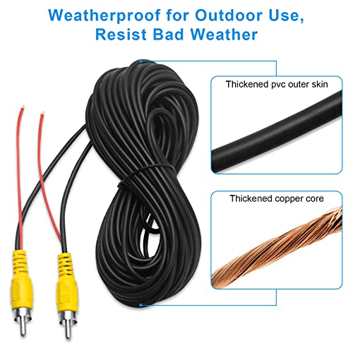 LBW Premium Backup Camera RCA Video Cable, Car Reverse Rear View Parking Camera with Detection Wire (33FT/10 Meters), RCA Video Cable for Monitor and Backup Rear View Connection - size: 33FT