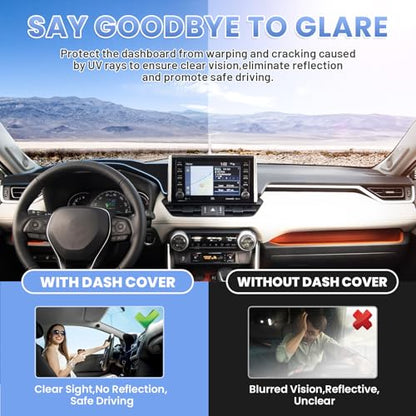Sunsdrew Black Dash Cover for 2019-2025 Toyota Rav4 Dashboard Cover Mat - size: 19+RAV4 Dash Cover
