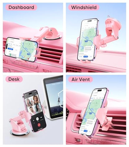 VICSEED Stable Car Phone Holder [Upgraded Strongest Suction, Won't Break] - color: Hot Pink