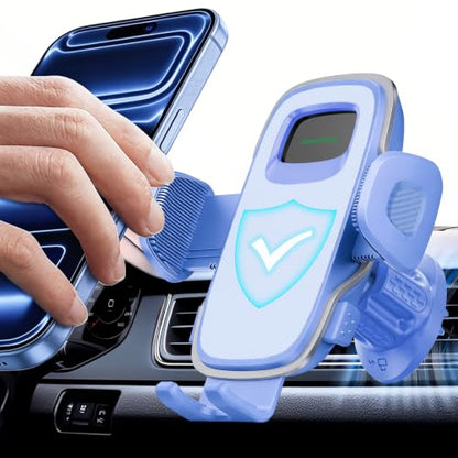 Car Vent Phone Holder [Thick Cases Friendly] Rotatable Universal Phone Mount for Car with Metal Hook & Wide Clamp, Blue Car Phone Holder Mount Compatible with iPhone 17 Pro Max 15 14 13 Samsung S25 - color: Mist Blue