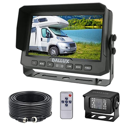 DALLUX Heavy Duty Vehicle Truck Bus Backup Camera System,Waterproof Night Vision Rear View Camera with 7 inch Monitor+66ft 4 PIN Camera Cable for Bus Truck Van Trailer RV Campers Motor Home(12V 24V) - color: DL002