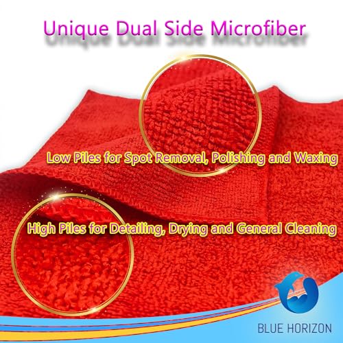 Red Microfiber Cleaning Towels, 3 Dozen Dual-Sided Cleaning Cloths Bulk Pack, Ultra Soft Plush Wash-Cloths, Micro-fiber Detailing Cleaning Cloths for Car, Household and Commercial (Red, 16" x 16") - color: Red