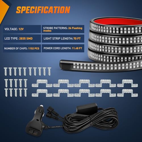 Nilight 2PCS 70 Inch Running Board LED Lights Strip Blue for Truck - color: Blue