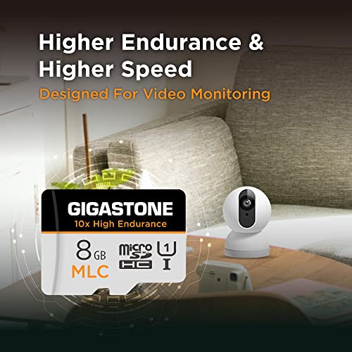 [10x High Endurance ] GIGASTONE Industrial 8GB MLC Micro SD Card 10-Pack, Full HD Video Recording, Dash Cam, Surveillance Compatible 85 MB/s, U1, with Adapter [5-Yrs Free Data Recovery] - color: 8GB High Endurance 10-Pack