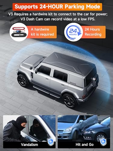 3 Channel Dash Cam Front and Rear Inside, 2.5K Front Cabin Recorder with Super Night Vision, WiFi App Control, Loop Recording, G-Sensor, 24H Parking Mode Dash Camera for Commuters & Family SUV