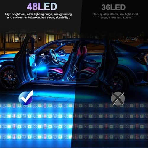 Car LED Lights, RGB Smart Car Interior Lights, App Remote Control - color: RGB 48SMD