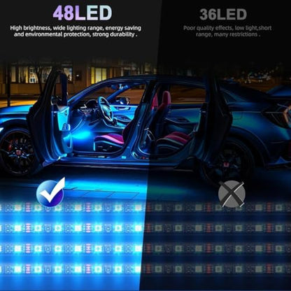 Car LED Lights, RGB Smart Car Interior Lights, App Remote Control - color: RGB 48SMD