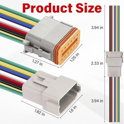 Deutsch DT 12 Pin Grey Male Female Wiring Harness Connector 6 Kits, 16 AWG - color: 6 Sets-Grey, size: 12Pin