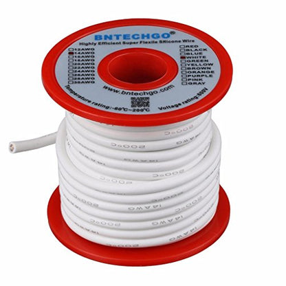 BNTECHGO 14 Gauge Silicone Wire White 25ft Stranded Tinned Copper Wire - color: White, size: silicone wire 25ft
