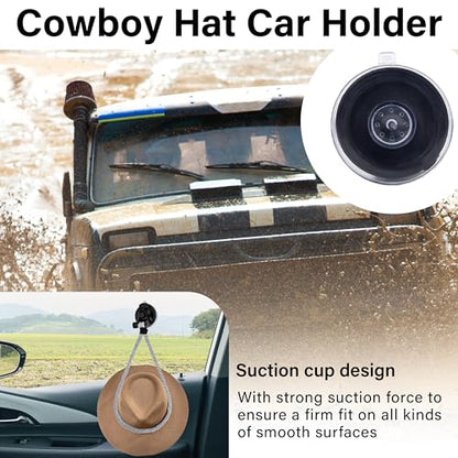 ecocstm 2 PCS Cowboy Hat Mounts for Car, Cowboy Hat Holder for Truck - color: Black+Gray