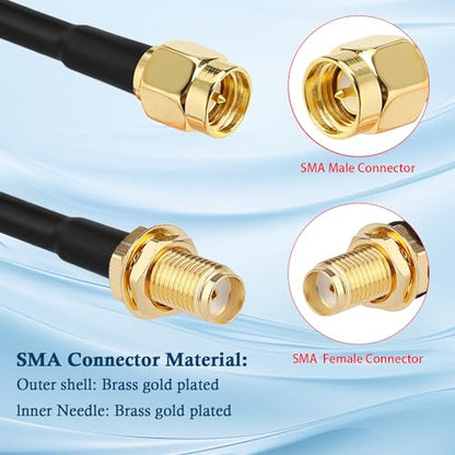 XRDS -RF SMA Cable 1FT, SMA Male to SMA Female Bulkhead RG316 SMA Extension Cable for 4G LTE Router Cellular SDR USB Dongle Receiver(2PCS) - size: 1 FT