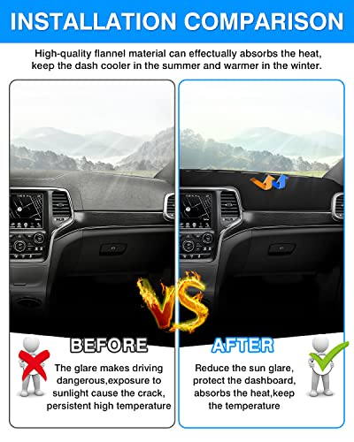 CARTIST Dashboard Cover Mat for 2011-2019 2020 2021 Jeep Grand Cherokee Accessories Dash Cover Suede Dash Mat Sunshade Glare UV Rays Protector (NOT for Jeep Cherokee & Grand Cherokee L) - size: dash mat for Jeep Grand Cherokee 2011-2021