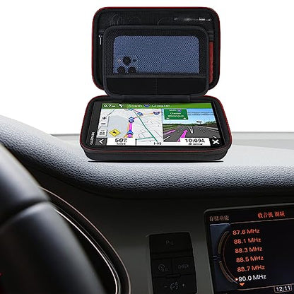 Elonbo GPS Carrying Case for 6-7 Inch Garmin DriveSmart 76/66/65/61, DriveCam 76, Garmin RV 780/795/dezl OTR700/OTR610 Garmin Catalyst GPS Navigator System, Pocket Fits Car Charger USB Cable,Black - color: Black--6-7 Inch GPS